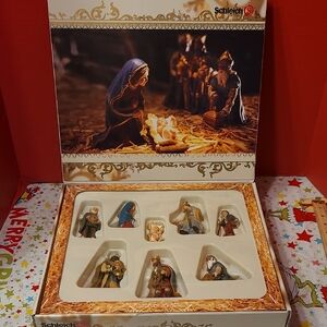 Schleich Krippefiguren 8 Piece Nativity Figurines Set Christmas RETIRED Vtg